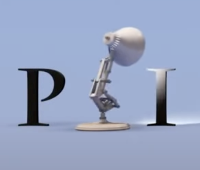 Luxo Jr. demonstrating the principle of stretch during its iconic animation in the Pixar logo sequence.